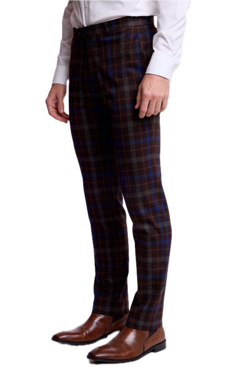 Downing Slim Fit Pants, Alternate, color, CHOCOLATE ROYAL RUST CHECK