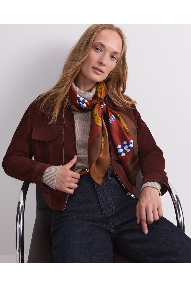 Lolita Suede Cropped Jacket, Alternate, color, Cognac