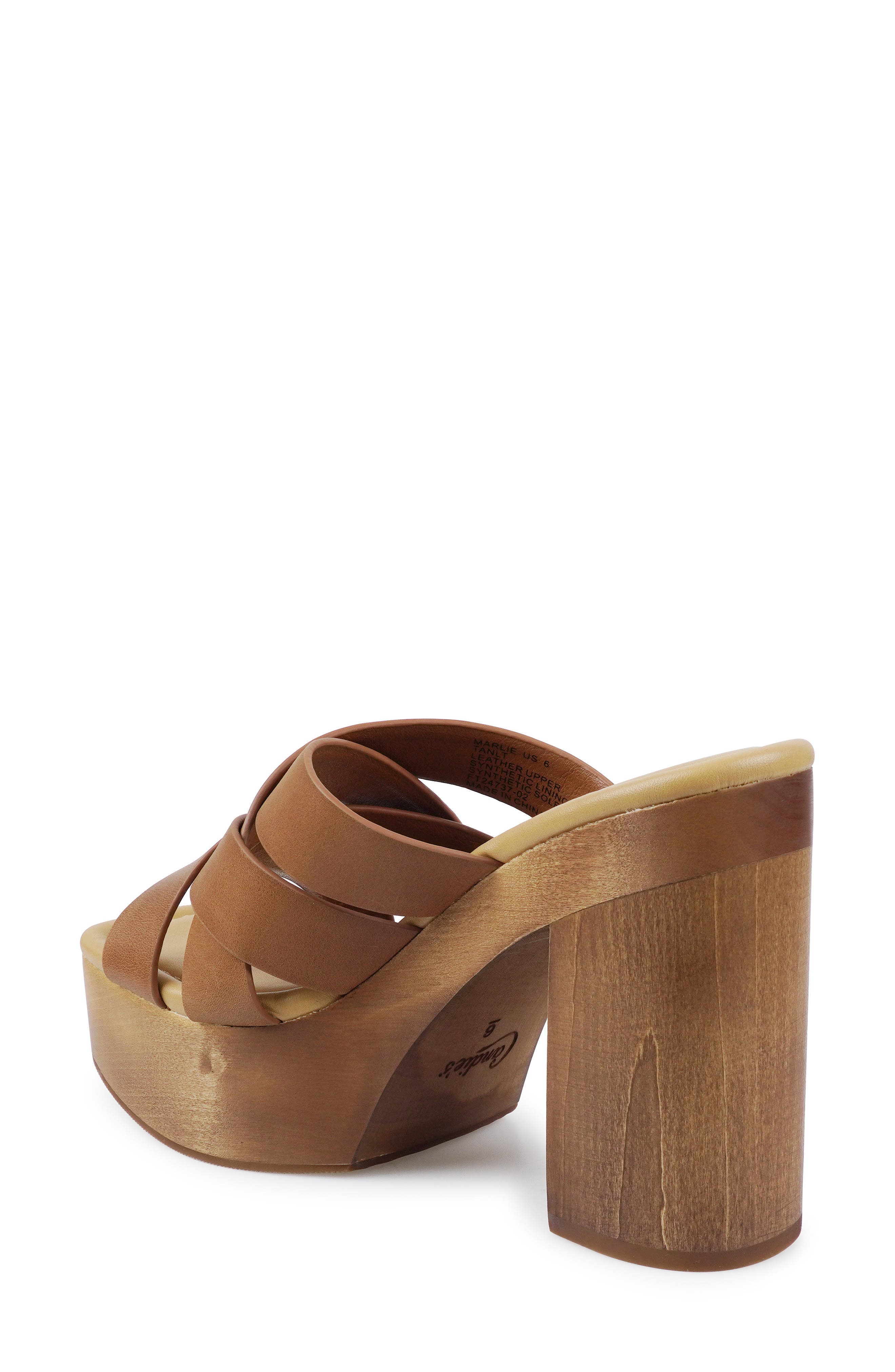 Marlie Platform Slide Sandal, Alternate, color, TAN LEATHER