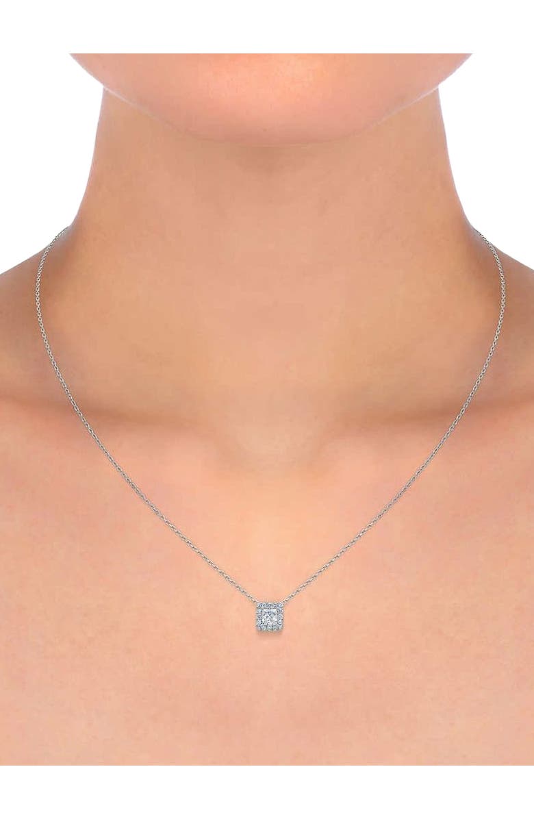 Bliss Diamond 1Ct TW Princess Cut Halo Diamond Pendant Women's Necklace 18" Lab Grown, Alternate, color, 