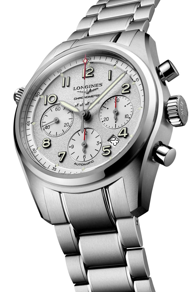 Spirit Automatic Chronograph Bracelet Watch, 42mm, Alternate, color, SILVER/ WHITE