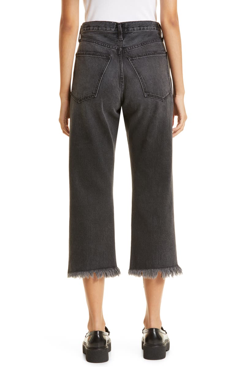 THE GREAT. The Wayne Fringe Hem Nonstretch Jeans, Alternate, color, Onyx Wash