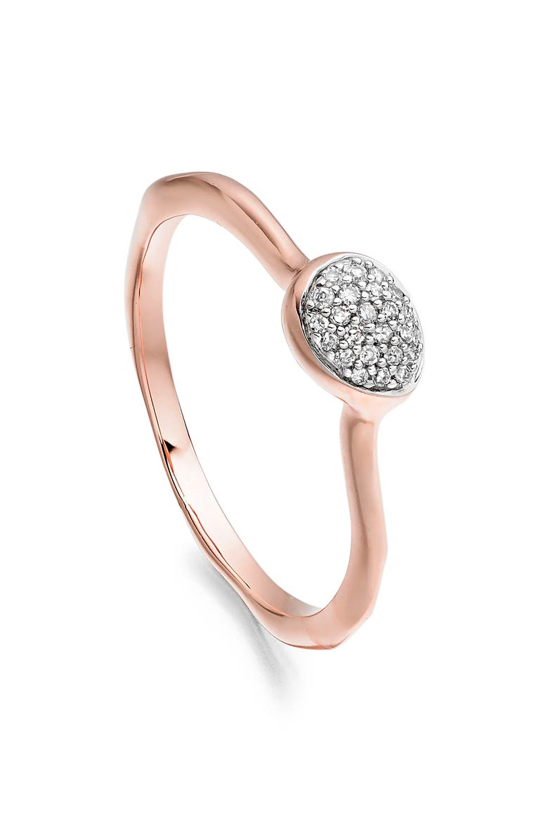 Siren Small Pavé Diamond Stacking Ring, Main, color, ROSE GOLD/ DIAMOND