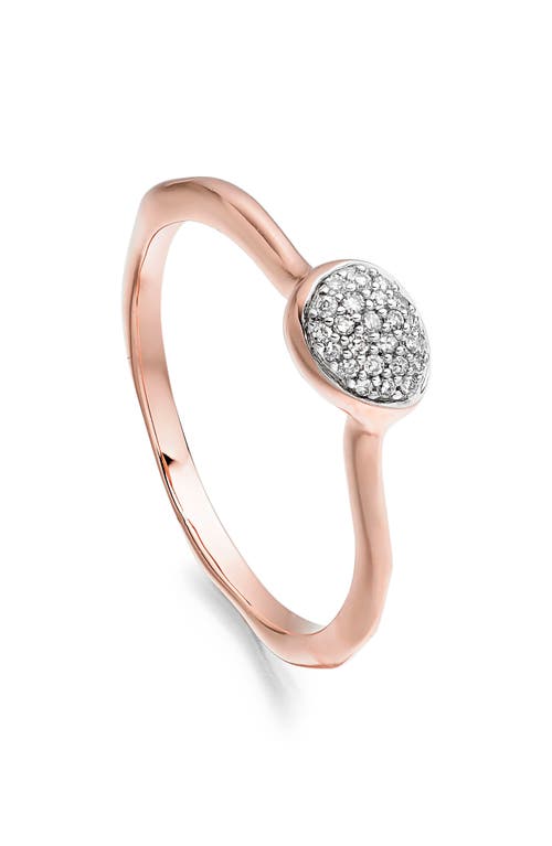 Monica Vinader Siren Diamond Small Stacking Ring, Rose Gold Vermeil On Silver In Gold