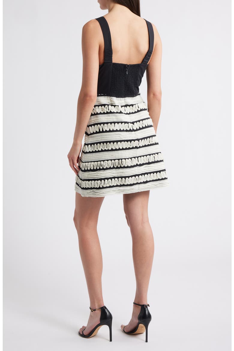 Bonnie Contrast Ribbon Minidress, Alternate, color, BLACK/ CREAM