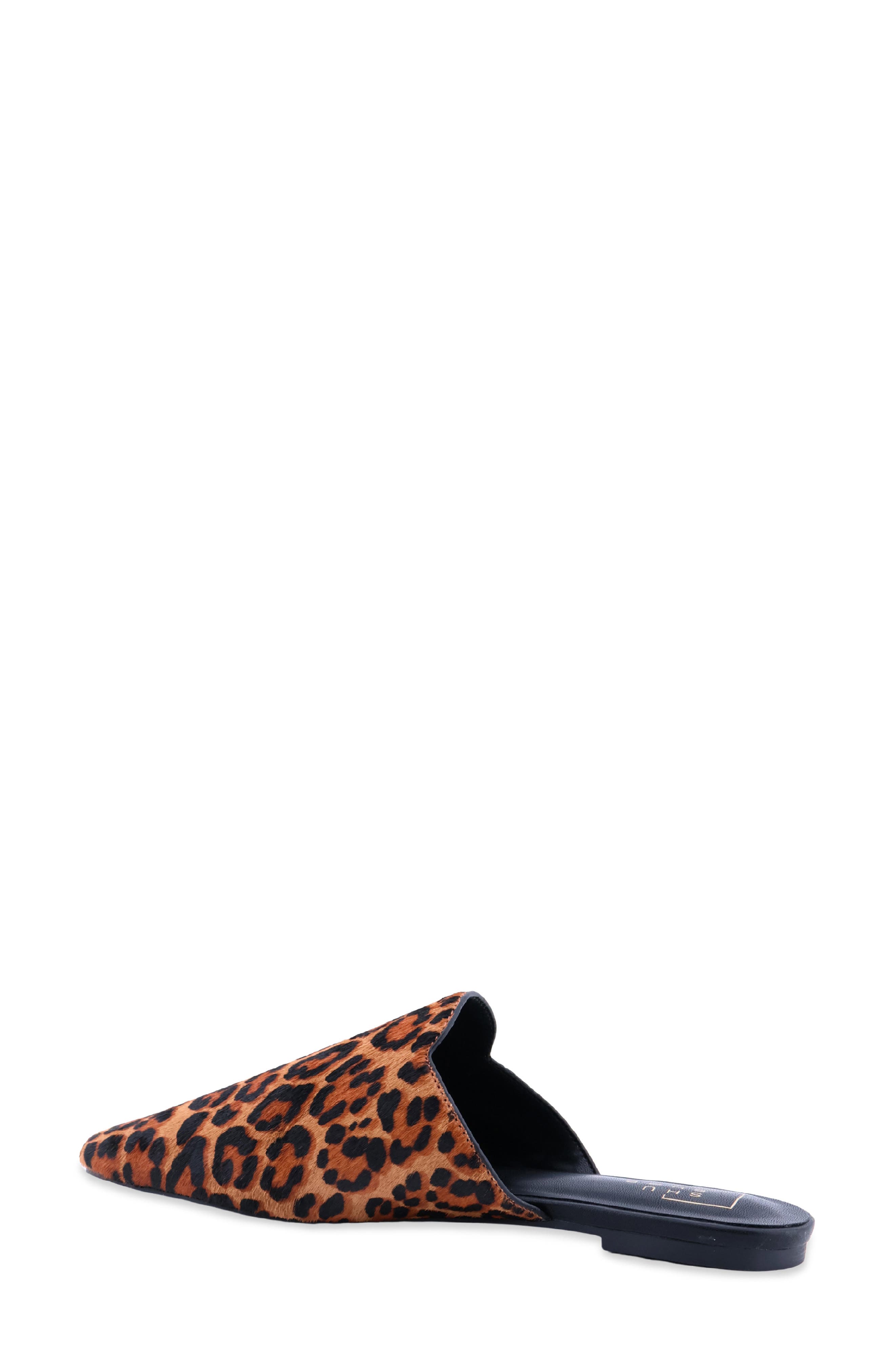 Atlas Faux Fur Flat Mule, Alternate, color, LEOPARD HAIR