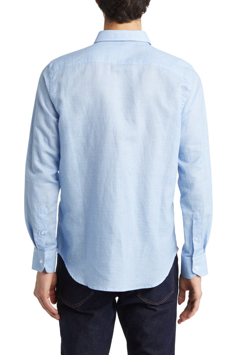 Robert Graham Sloan Mini Houndstooth Linen & Cotton Button-Up Shirt, Alternate, color, 