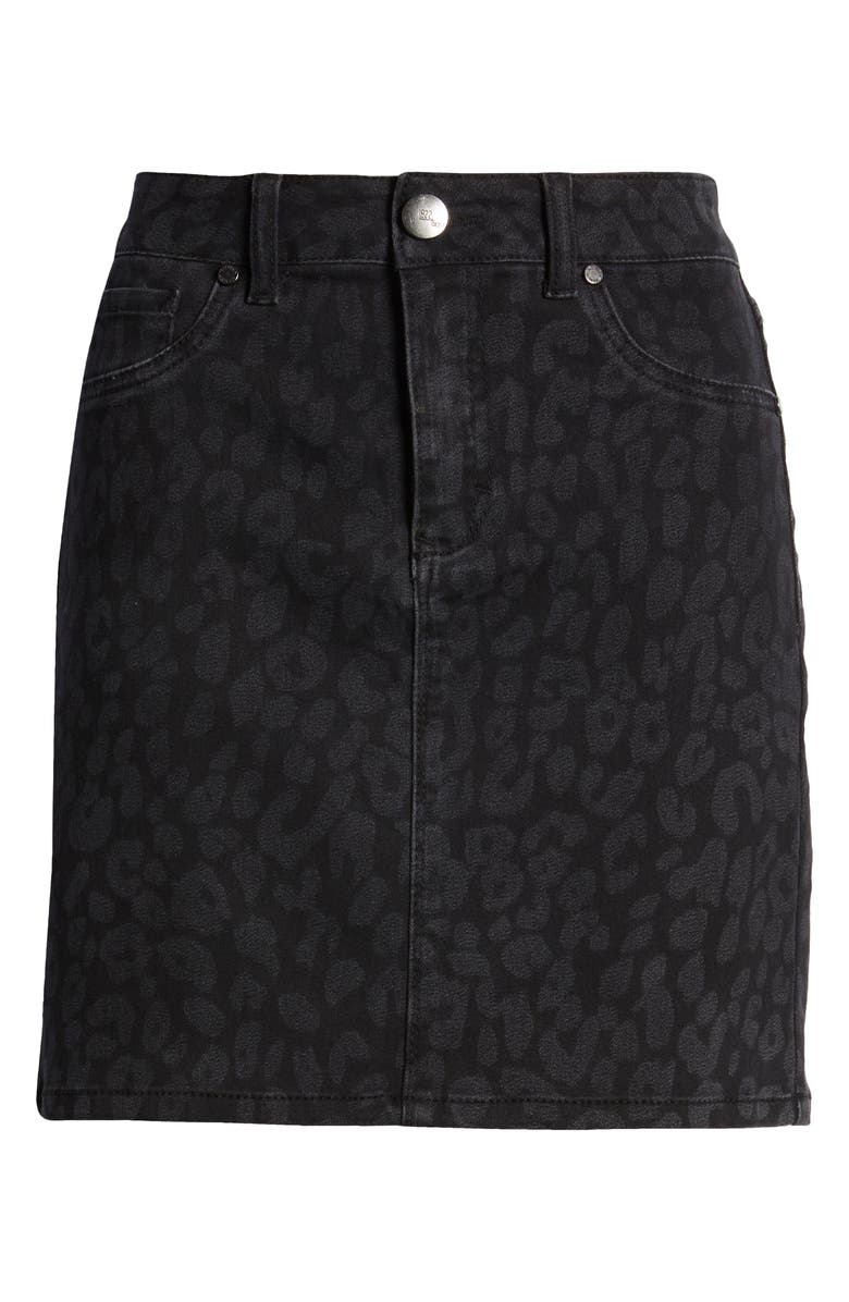 1822 Denim Tonal Cheetah Denim Miniskirt, Alternate, color,