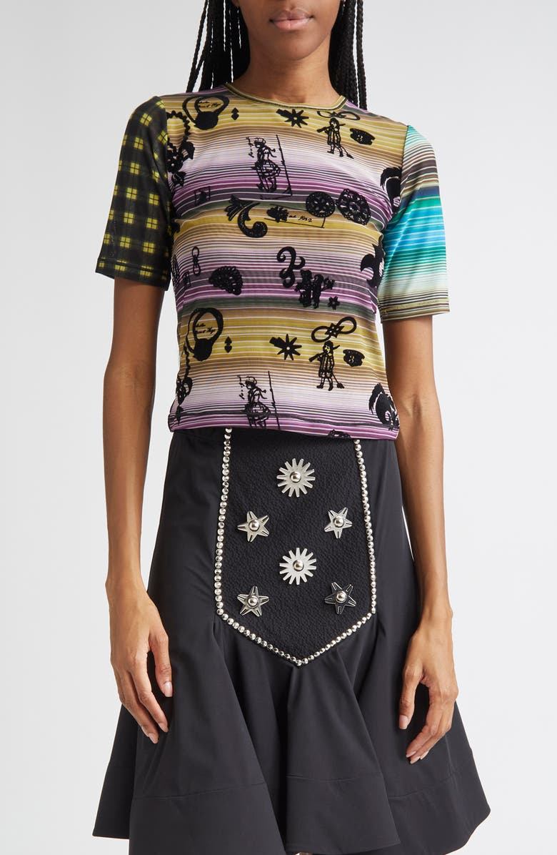 Chopova Lowena Duke Flocked Mesh Top, Main, color, 