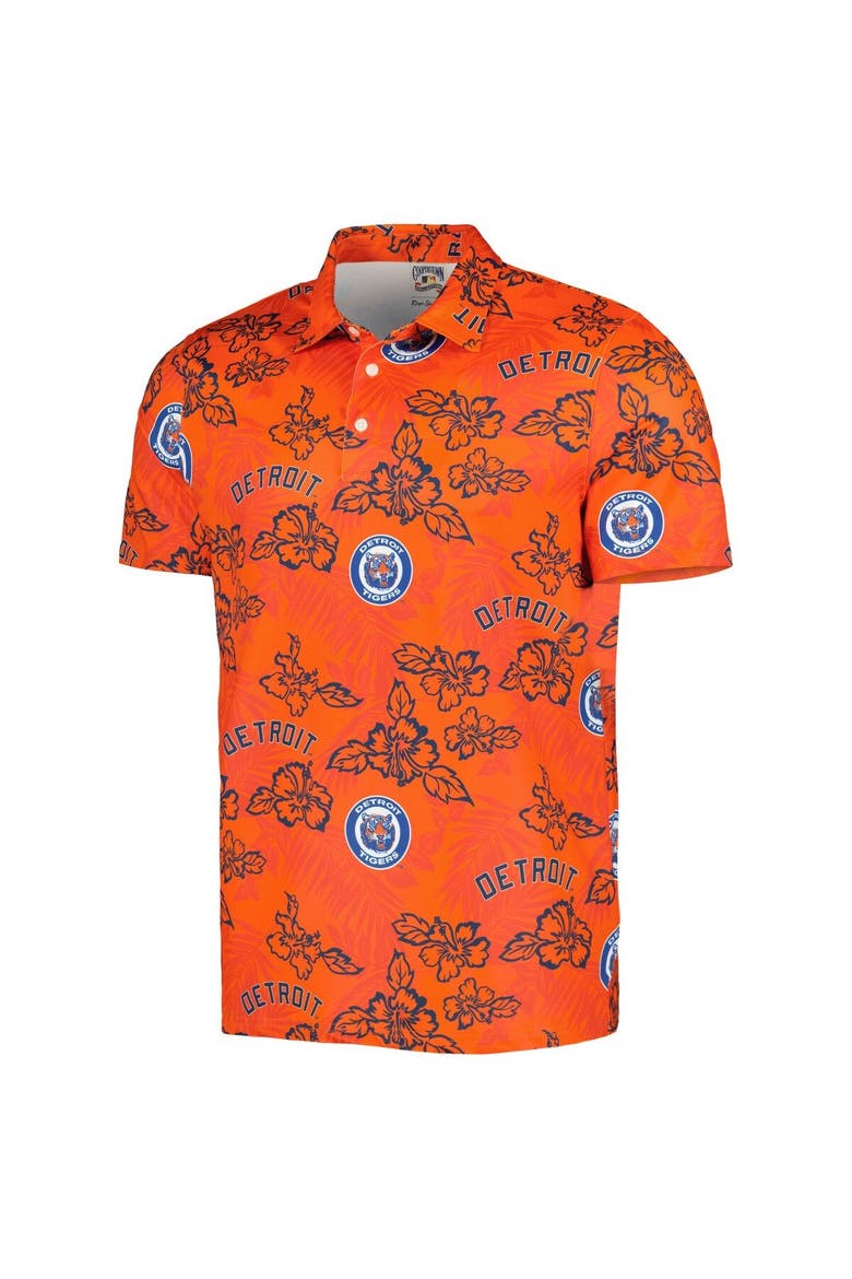 Men's Reyn Spooner Orange Detroit Tigers Cooperstown Collection Puamana Print Polo, Alternate, color, Orange