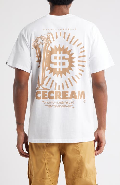 Icecream Sip Cotton Graphic T-shirt In White