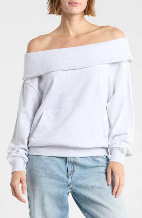 Foldover Off the Shoulder Sweatshirt