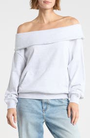Madden Girl Foldover Off the Shoulder Sweatshirt