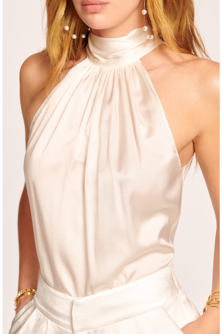 Lori Stretch Silk Halter Top, Alternate, color, IVORY