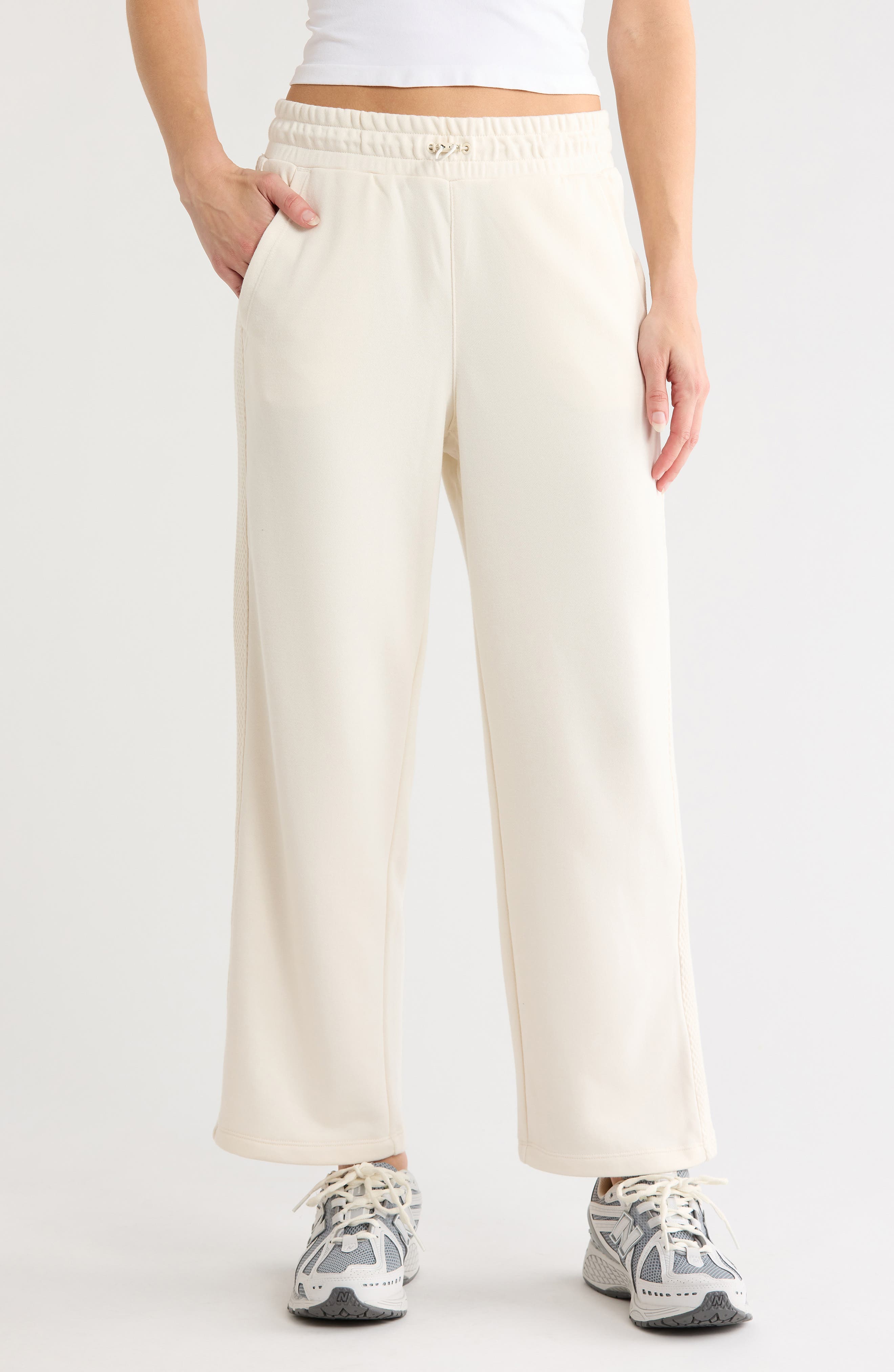 High Waist Relaxed Straight Leg Jacquard Mix Pants