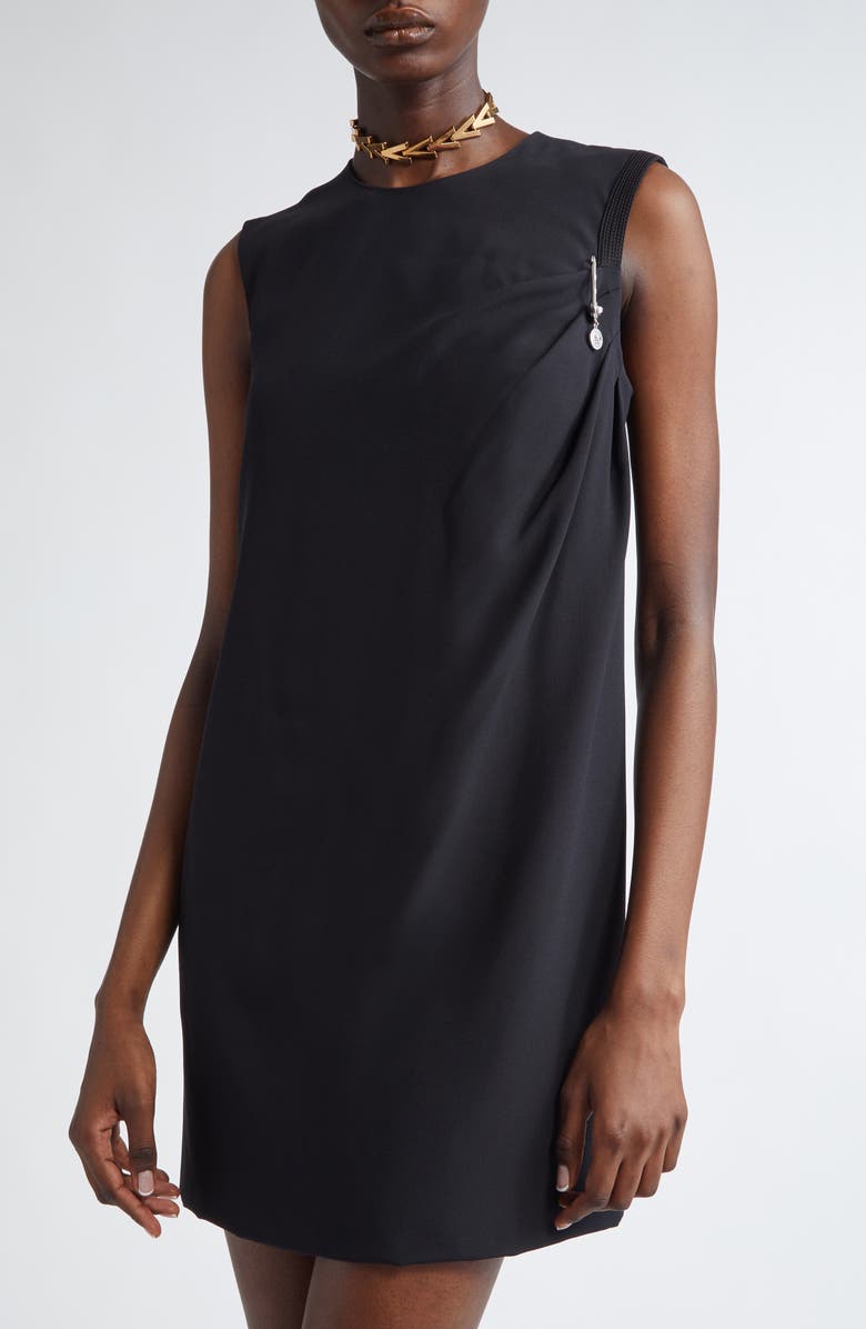 Versace Safety Pin Detail Draped Matte Satin Minidress, Alternate, color,