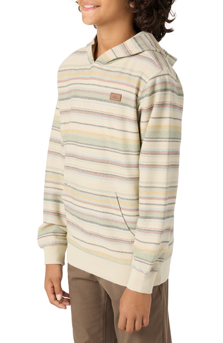 O'Neill Kids' Bavaro Blanket Stripe Pullover Hoodie, Alternate, color, Light Khaki