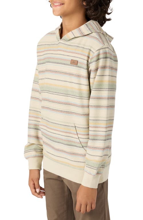 O'neill Kids' Bavaro Blanket Stripe Pullover Hoodie In Light Khaki