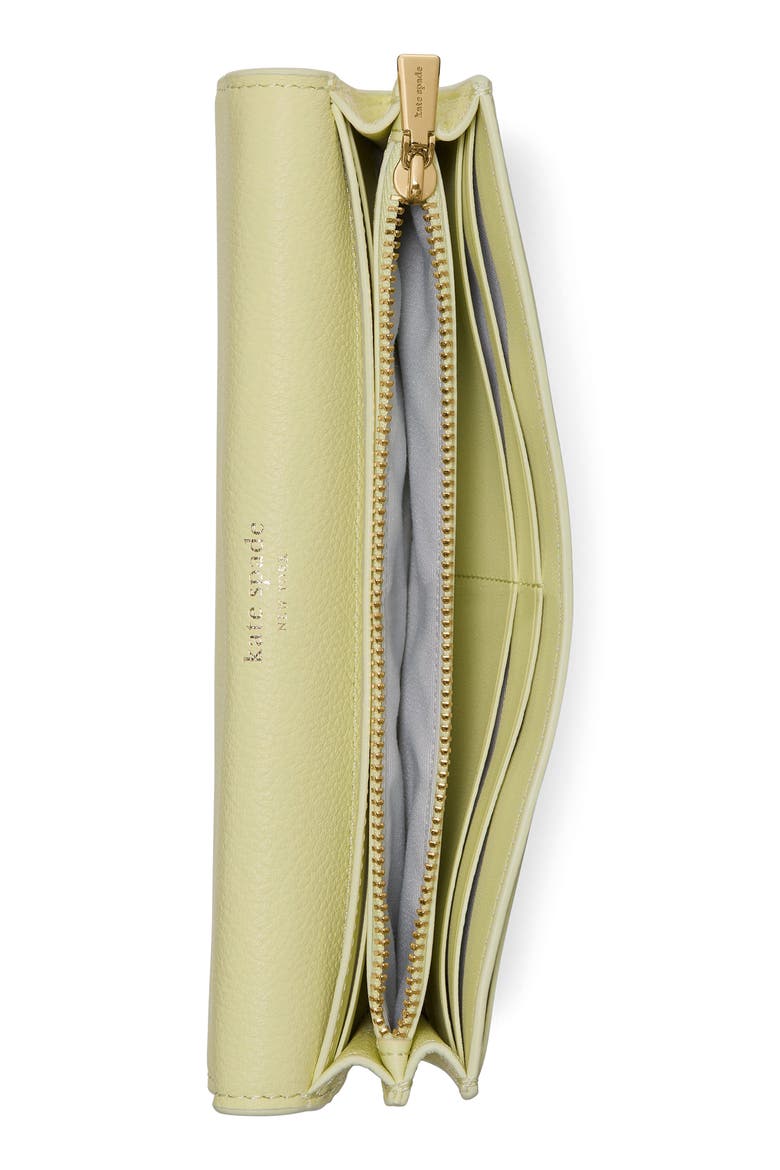 deco large pebbled leather flat wallet, Alternate, color, PALE CITRON
