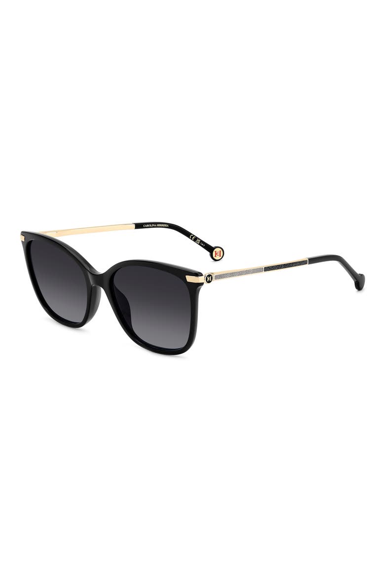 55mm Gradient Rectangular Sunglasses, Alternate, color, BLACK/ DARK GREY SF