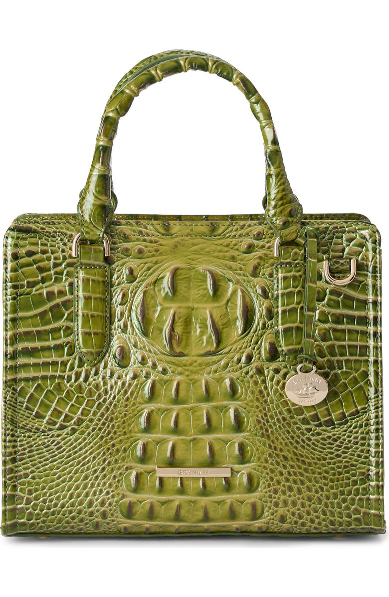 Brahmin Cami Croc Embossed Leather Satchel, Main, color, Olive