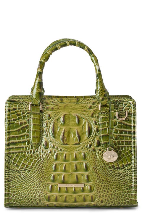 Cami Croc Embossed Leather Satchel