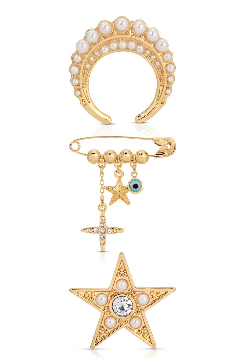 Celestial Brooch Set, Alternate, color, GOLD
