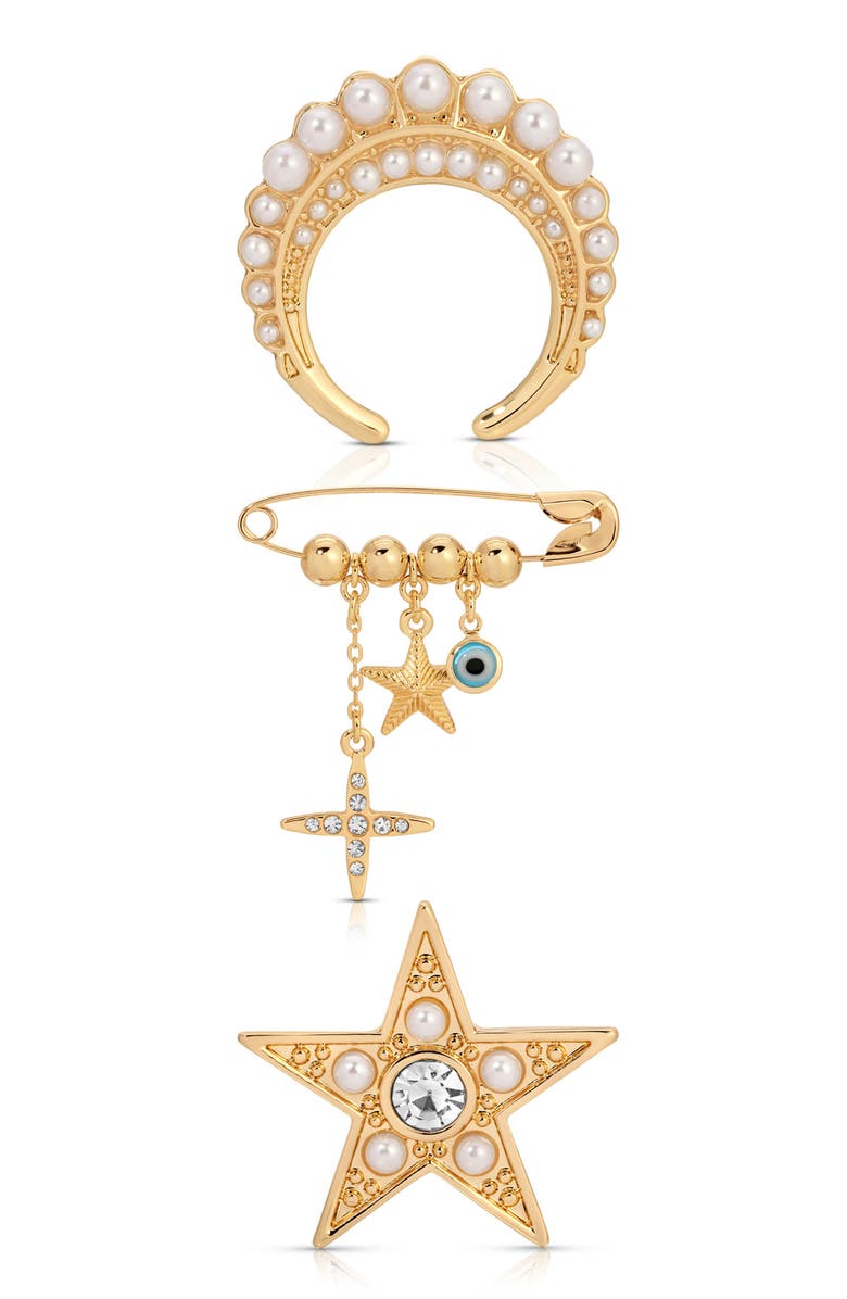 Ettika Celestial Brooch Set, Alternate, color, Gold