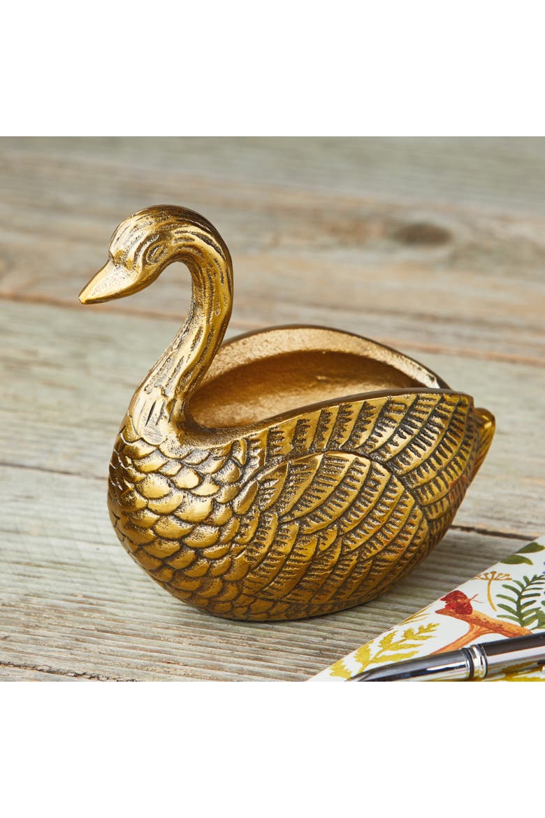 Duck Decorative Bowl Antique Brass Aluminum Spring, Alternate, color, Gold