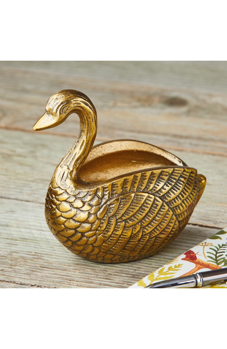 tag Duck Decorative Bowl Antique Brass Aluminum Spring, Alternate, color, Gold