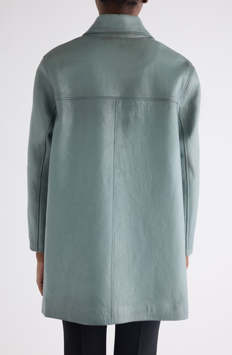 Chloé Waxy Leather Coat, Alternate, color, Faded Blue