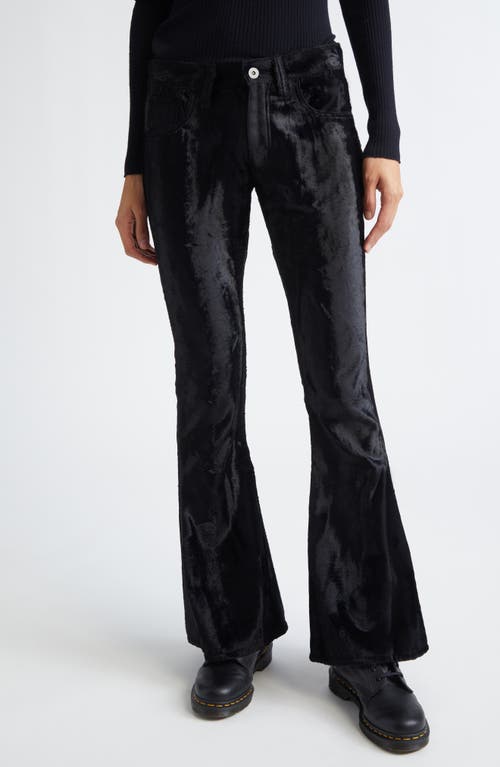 Junya Watanabe Faux Fur & Leather Flare Pants in Black  product