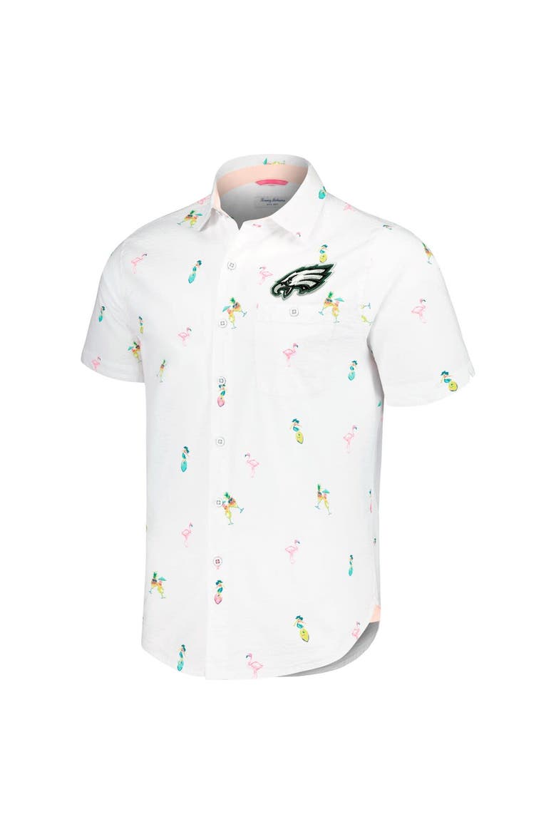 Men's Tommy Bahama White Philadelphia Eagles Nova Wave Flocktail Button-Up Shirt, Alternate, color, White