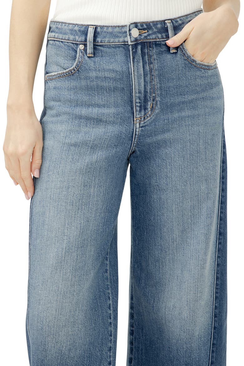 Isbister Raw Hem Two Tone High Waist Wide Leg Jeans, Alternate, color, ABIGAIL