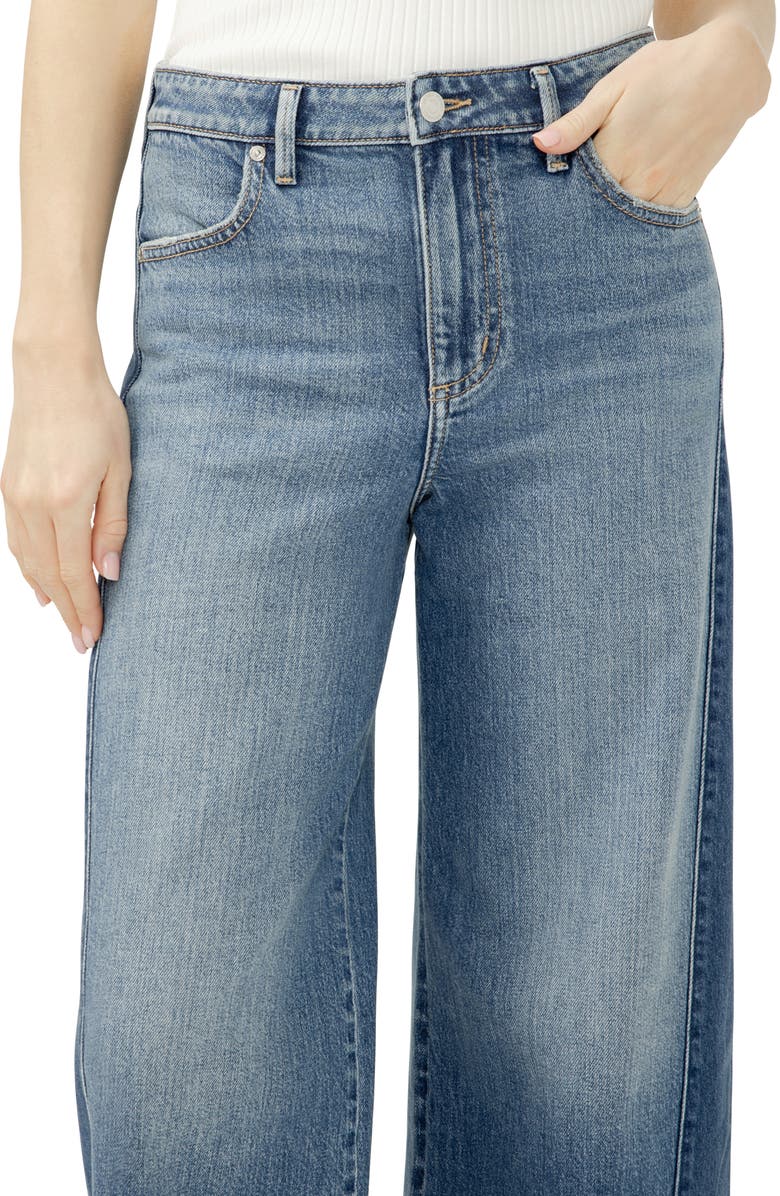 Silver Jeans Co. Isbister Raw Hem Two Tone High Waist Wide Leg Jeans, Alternate, color, Abigail