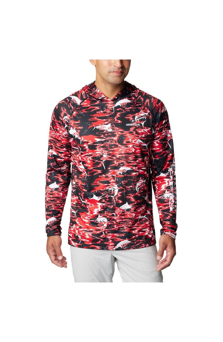 Columbia Men's Columbia Black Georgia Bulldogs PFG Terminal Tackle Omni-Shade Rippled Long Sleeve Hooded T-Shirt, Alternate, color, Black