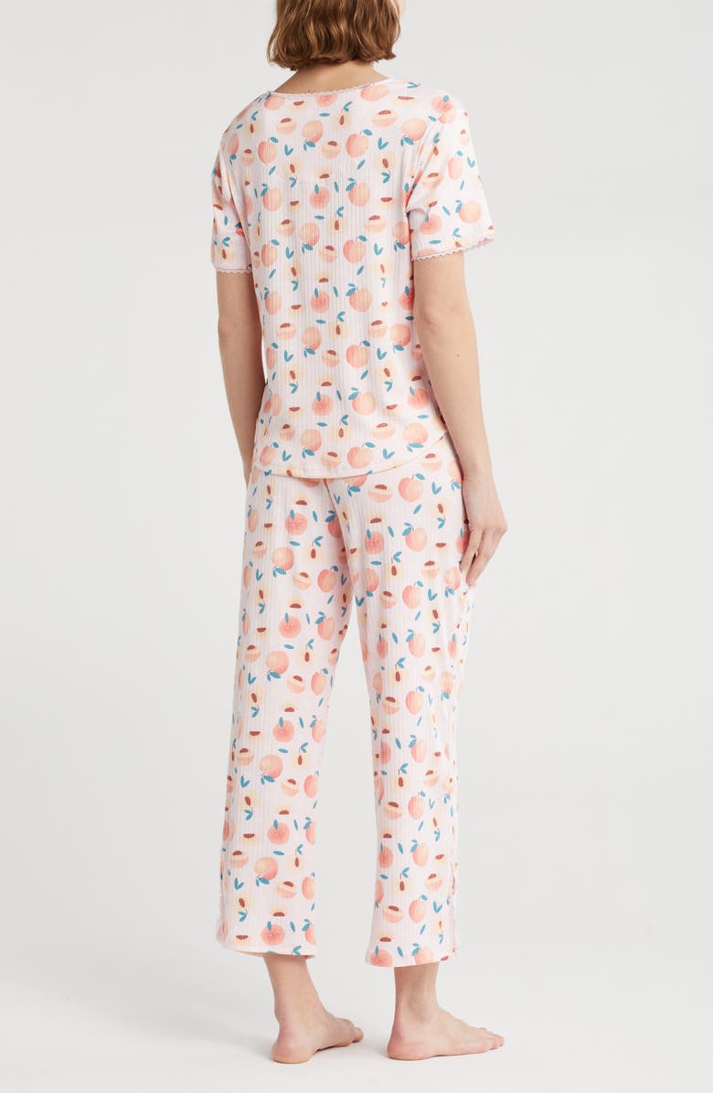 PJ COUTURE Lace Trim Ribbed T-Shirt & Capri Pajamas, Alternate, color, 