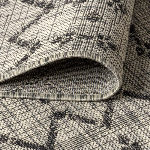 Jonathan Y Ourika Moroccan Geometric Textured Weave Indoor/outdoor Area Rug In Light Gray/black