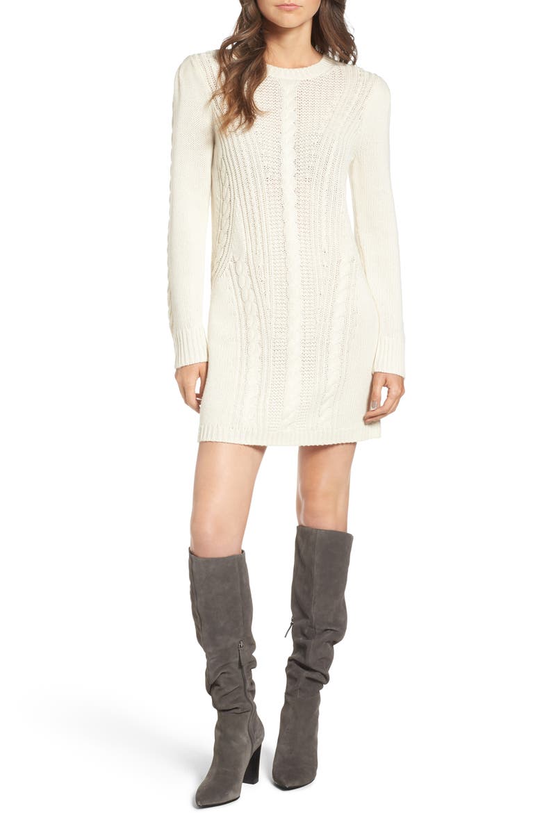 x Something Navy Sweater Dress, Main, color, IVORY