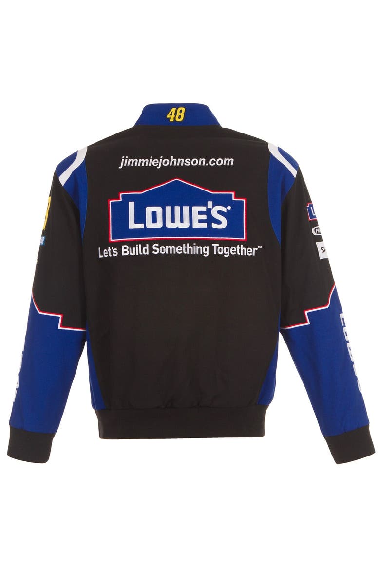 Men's JH Design  Black Jimmie Johnson Lowe's Twill Driver Uniform Full-Snap Jacket, Alternate, color, Black