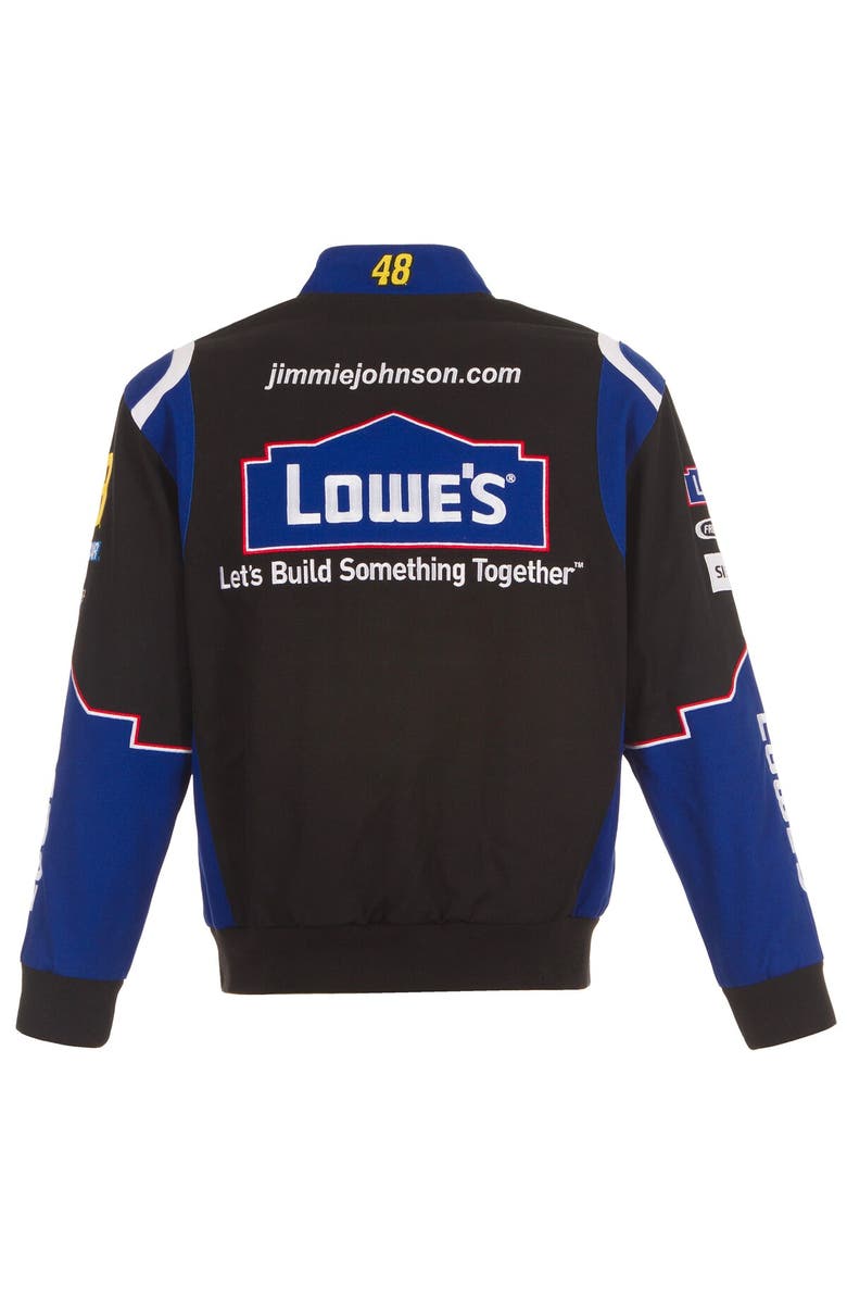 JH DESIGN Men's JH Design Black Jimmie Johnson Lowe's Twill Driver Uniform Full-Snap Jacket, Alternate, color, Black