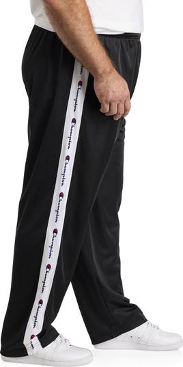 Champion Men s Big Tall Striped Track Pants Black Sweatpants