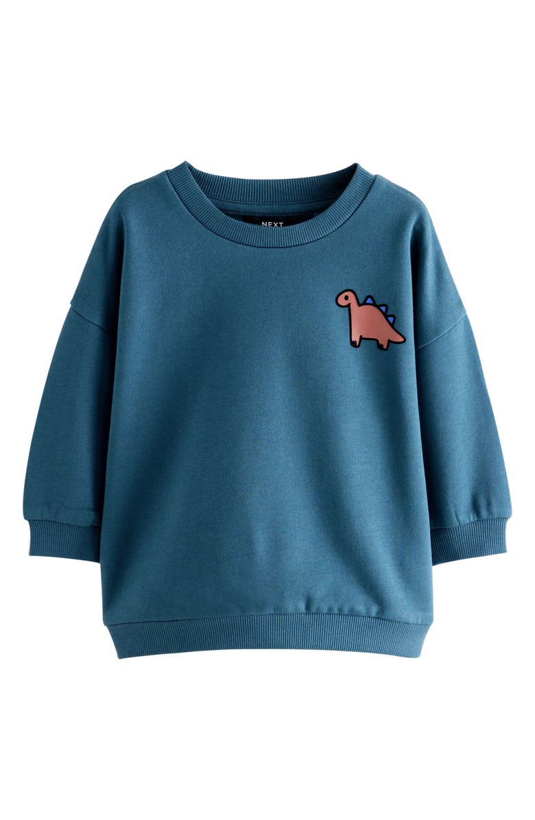 NEXT Kids' Dino Camp Cotton Graphic Sweatshirt, Main, color, Blue
