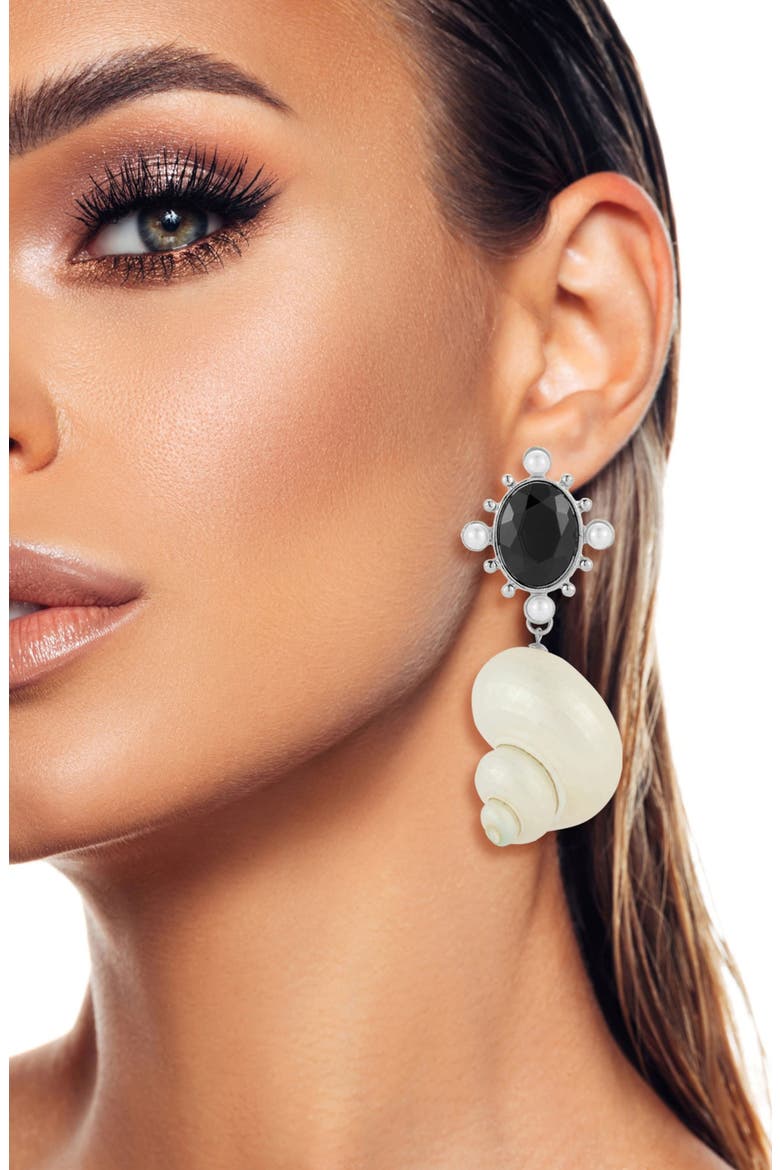 Shell Statement Drop Earrings, Alternate, color, SILVER