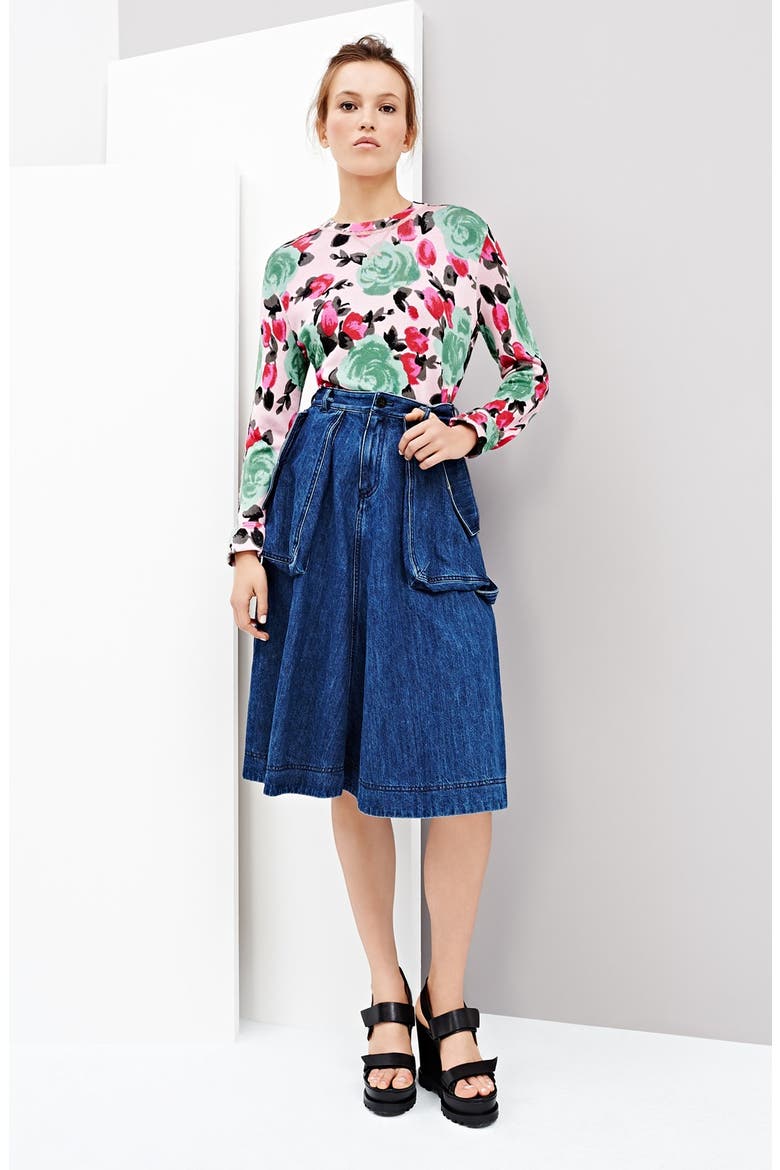 'Jerrie Rose' Floral Print Crewneck Sweatshirt, Alternate, color, YELLOW JACKET MULTI