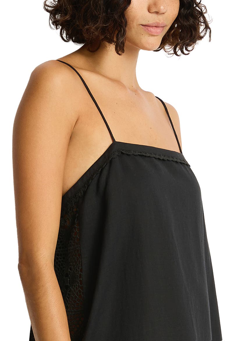 Lace Detail Midi Cover-Up Dress, Alternate, color, BLACK