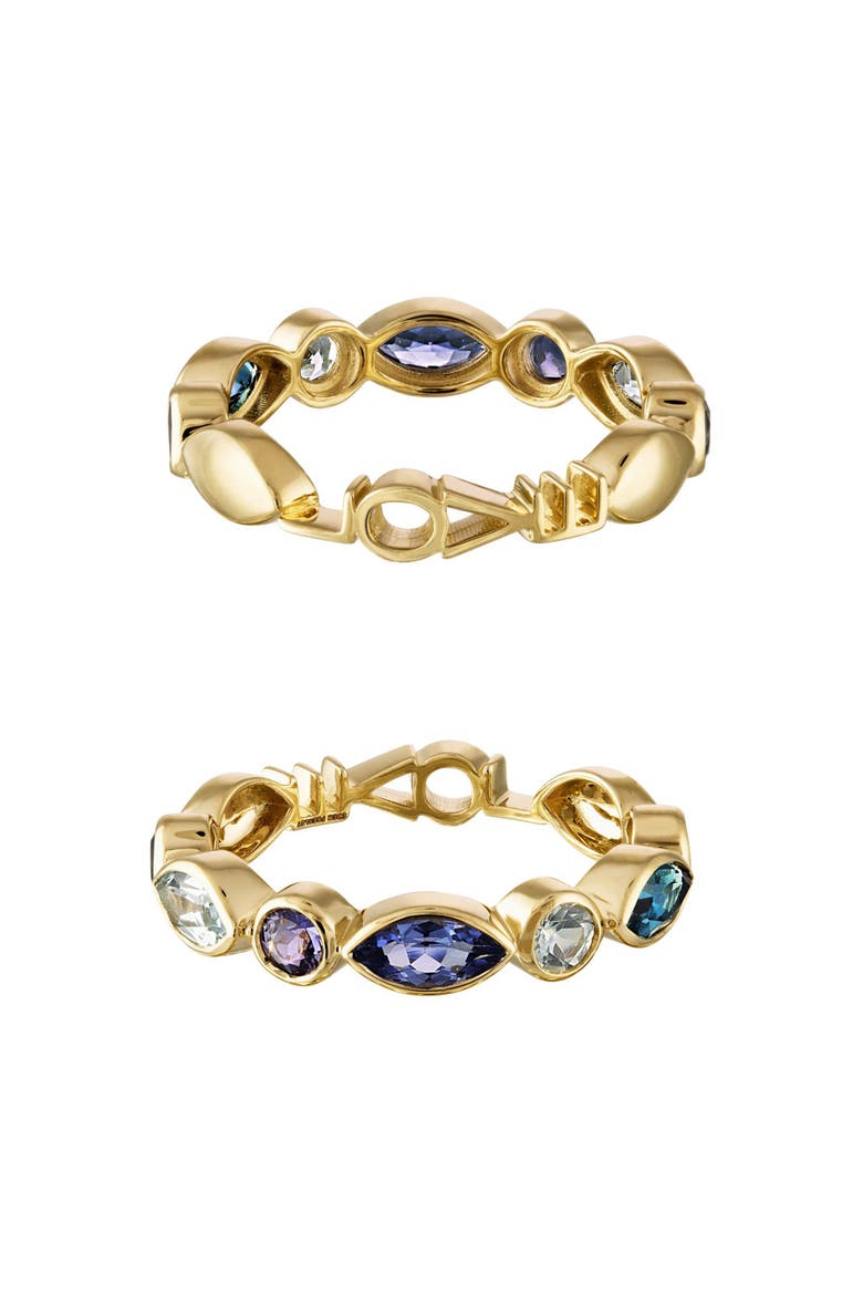 Tattoo Candy 14k Gold Sapphire LOVE Band, Main, color, BLUE