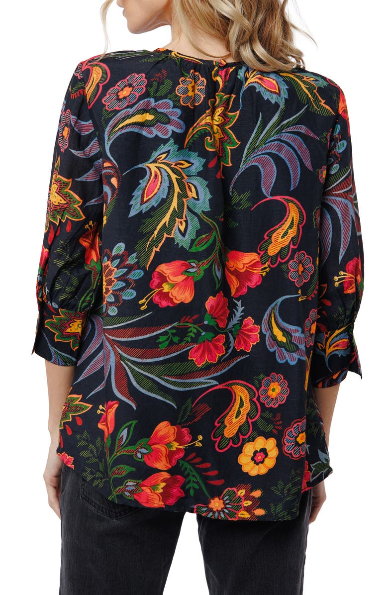 CIEBON Jasmine Floral Print Woven Shirt, Alternate, color, Black Multi