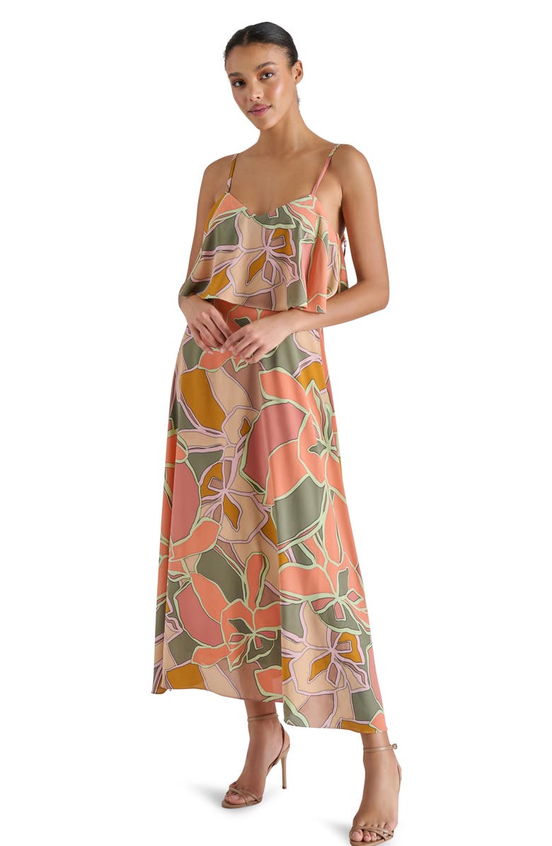 Steve Madden Sakura Popover Satin Dress, Alternate, color, Coral Pink