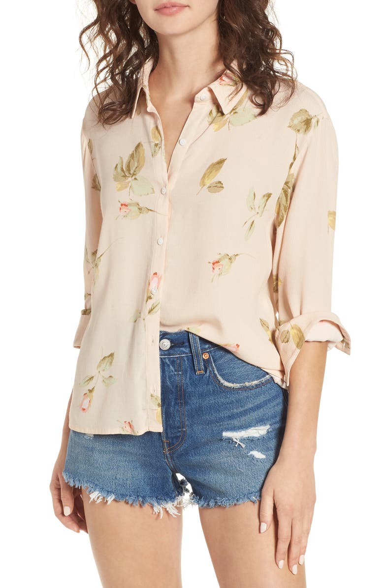 Obey Sinclair Floral Print Shirt, Main, color, 